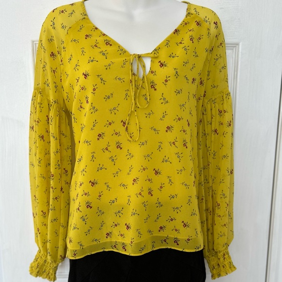 Highline Collective yellow floral print blouse, extra small - Picture 1 of 8